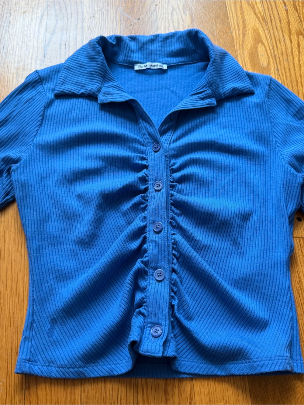 Reformation Elin Crop Ribbed Button-Up - Picture 2 of 3